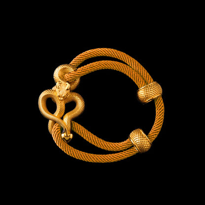 Demon Serpent Rope Bracelet 24K Gold 4mm Milan Rope Ochre Black Background