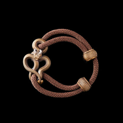 Demon Serpent Rope Bracelet Brass Ox Silver 4mm Milan Rope Apricot Black Background