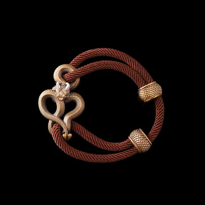 Demon Serpent Rope Bracelet Brass Ox Silver 4mm Milan Rope Dark Orange Black Background