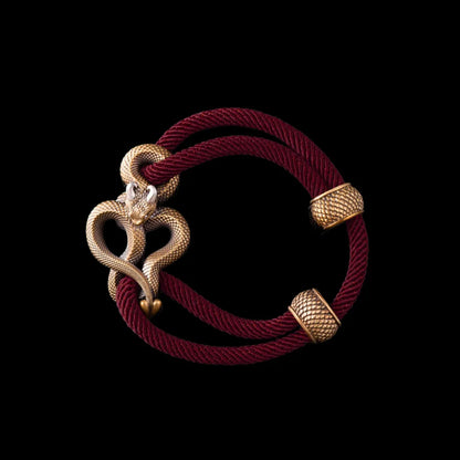 Demon Serpent Rope Bracelet Brass Ox Silver 4mm Milan Rope Red Velvet Black Background
