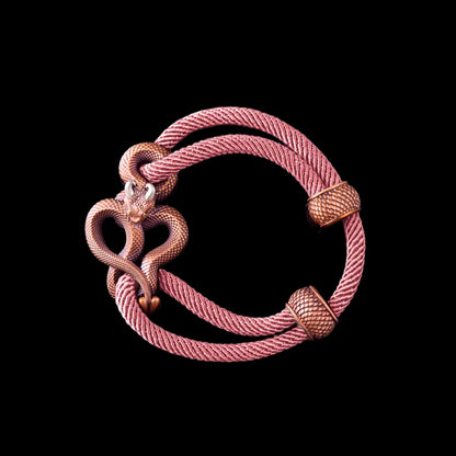 Demon Serpent Rope Bracelet Copper Oxidized Silver 4mm Milan Rope Strawberry Cream Black Background