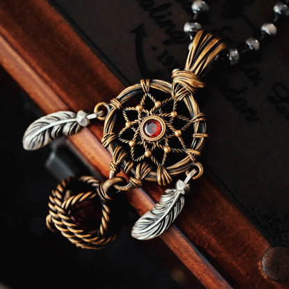 Brass Dreamcatcher Pendant Detail 02