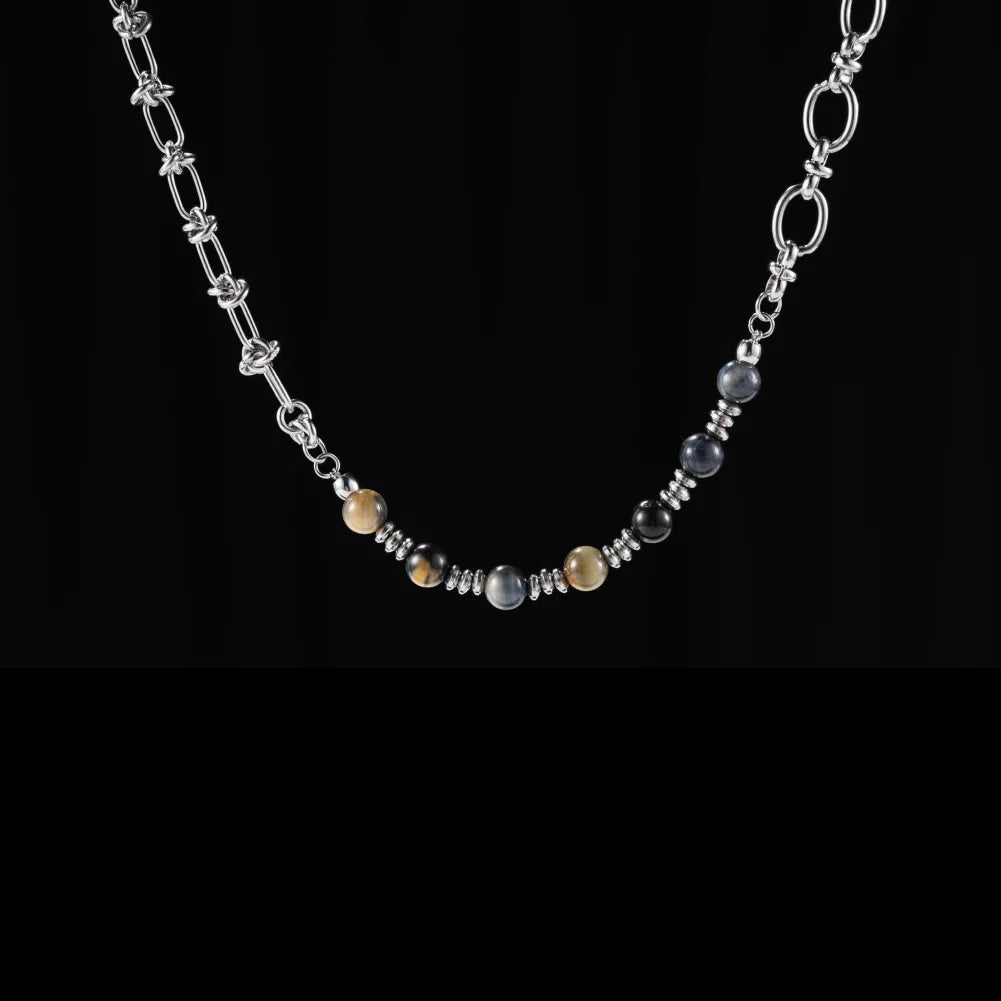 Dreamy Tiger Eye Ti Steel Chain Necklace Details 01