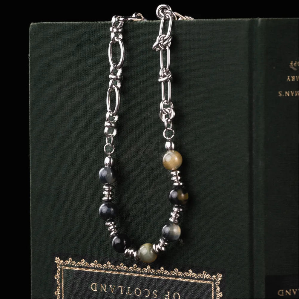 Dreamy Tiger Eye Ti Steel Chain Necklace Details 03