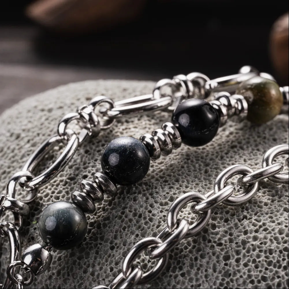 Dreamy Tiger Eye Ti Steel Chain Necklace Details 04