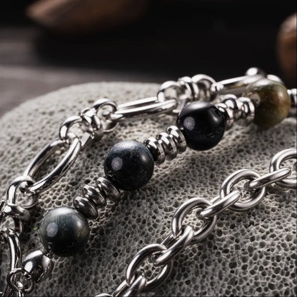 Dreamy Tiger Eye Ti Steel Chain Necklace Details 04