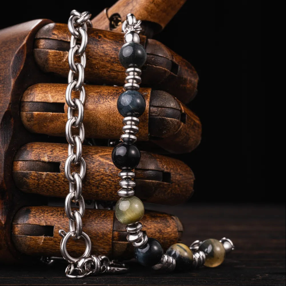 Dreamy Tiger Eye Ti Steel Chain Necklace Details 06