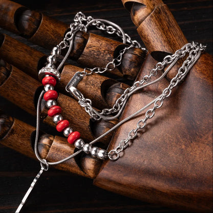 Feather Pendant Bead Necklace Details 06