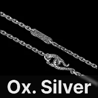 TaoTie Chain Necklace - 4mm Oxidized Silver