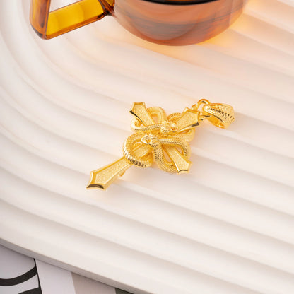 Double Snake Cross Pendant
