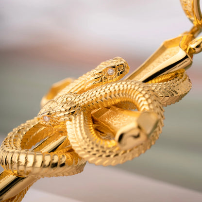 Double Snake Cross Pendant