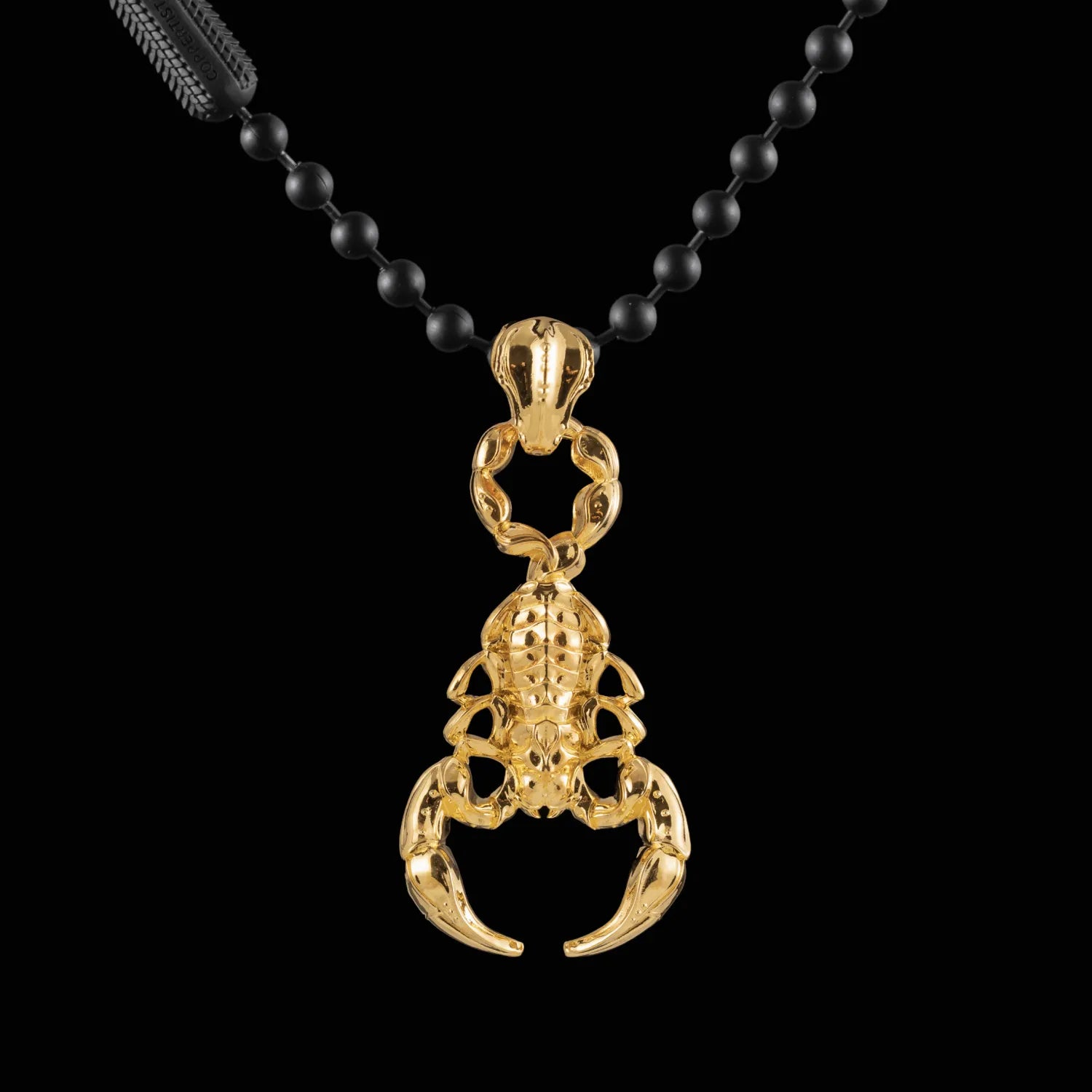 Customized 18K Gold Scorpion Pendant With 4mm  Black Ball Chain