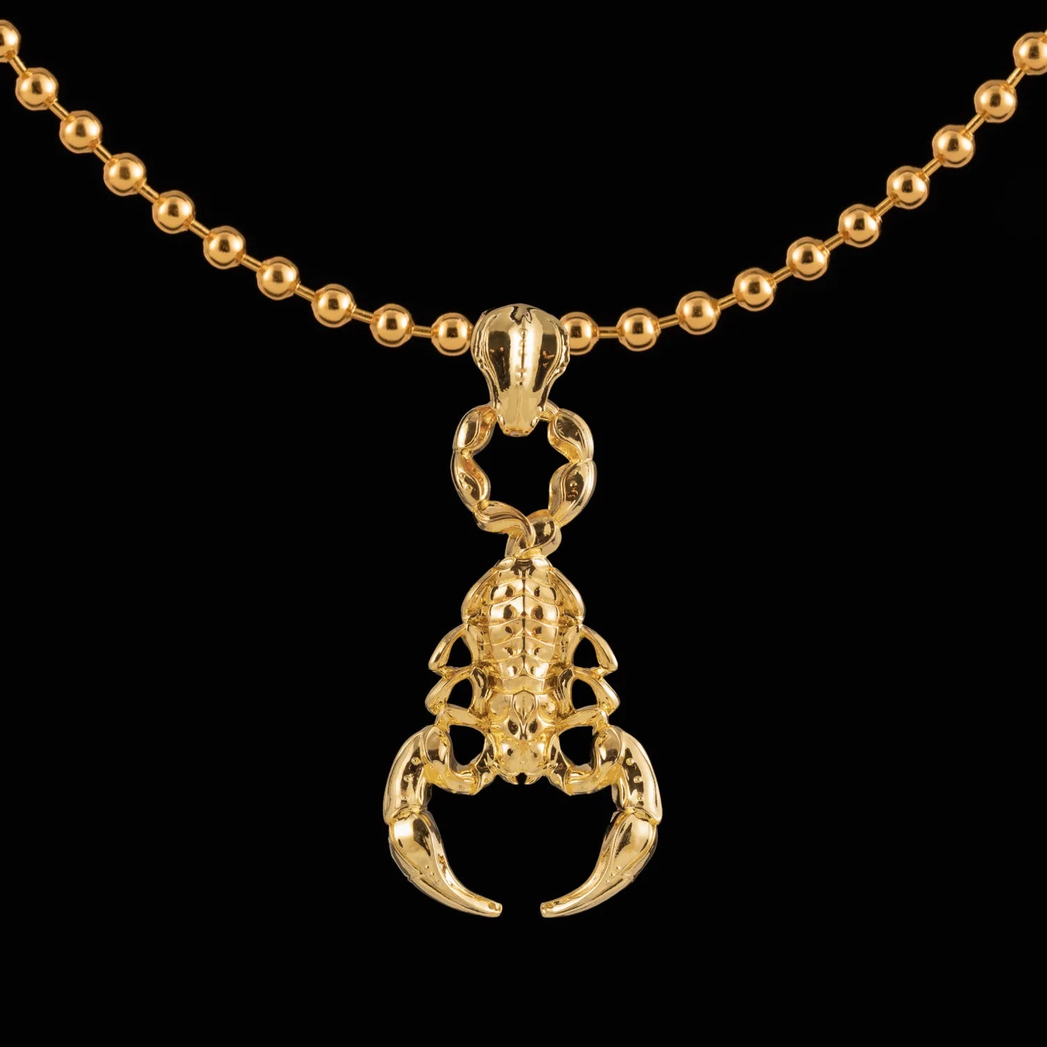 Customized 18K Gold Scorpion Pendant With 4mm 18K Gold Vermeil Ball Chain
