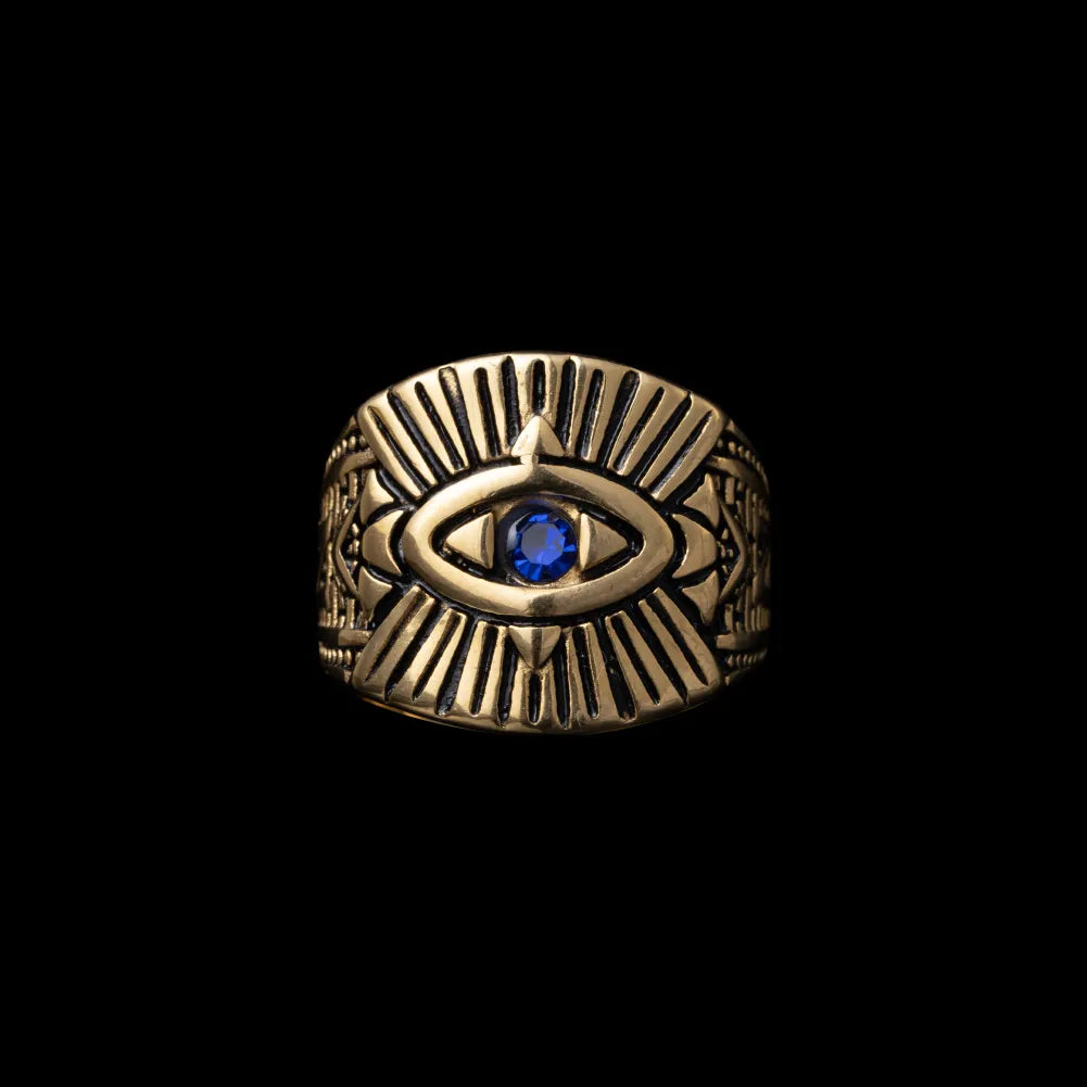 Gold Tone All Seeing Eye Ring Details 01