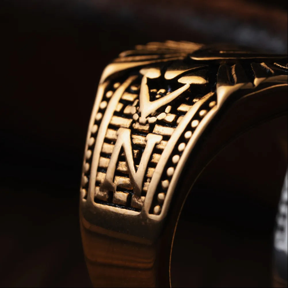 Gold Tone All Seeing Eye Ring Details 04