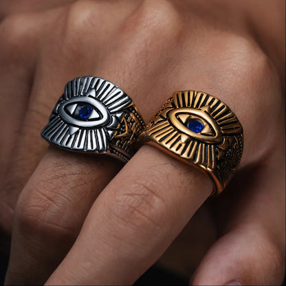 Gold Tone All Seeing Eye Ring Details 07