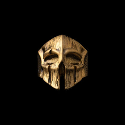 Gold Tone Spartan Skull Ring Details 01