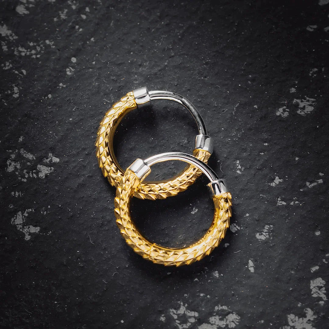 Gold Vermeil Snake Scale Hoop Earrings