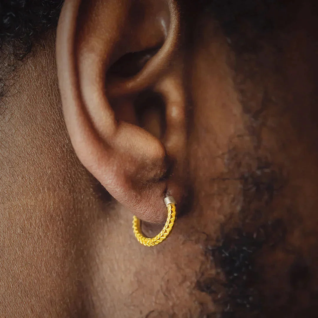 Gold Vermeil Snake Skin Hoop Earrings for Men 2