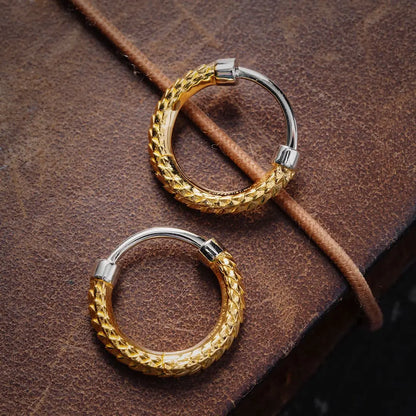 Gold Vermeil Snake Skin Huggie Earrings Details 02