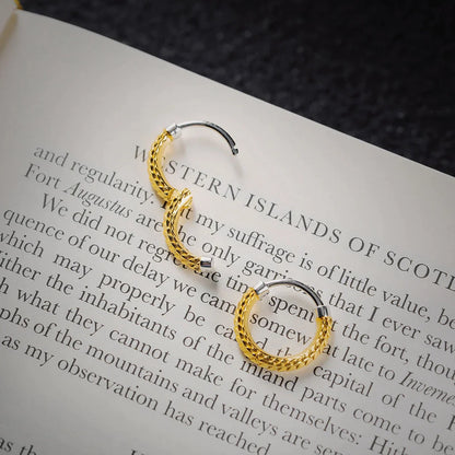 Gold Vermeil Snake Skin Huggie Earrings Details 03