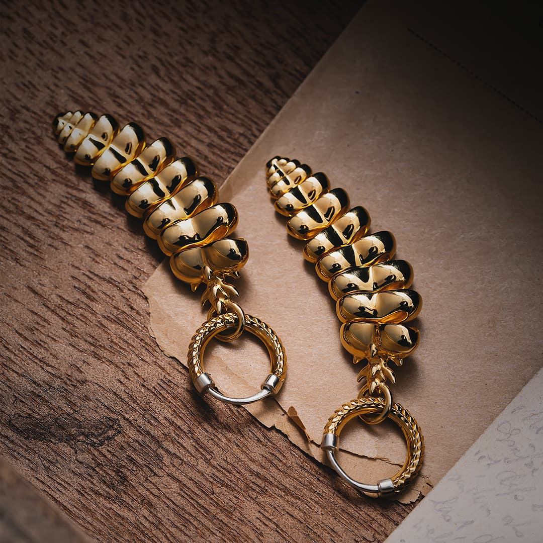 Gold Vermeil Rattlesnake Tail Earrings 3