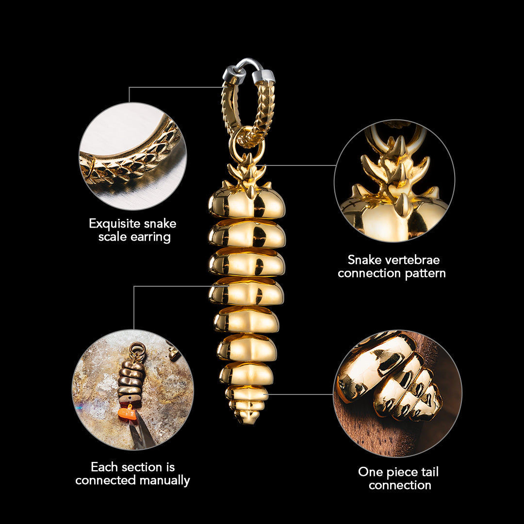 Gold Vermeil Rattlesnake Tail Earring Features