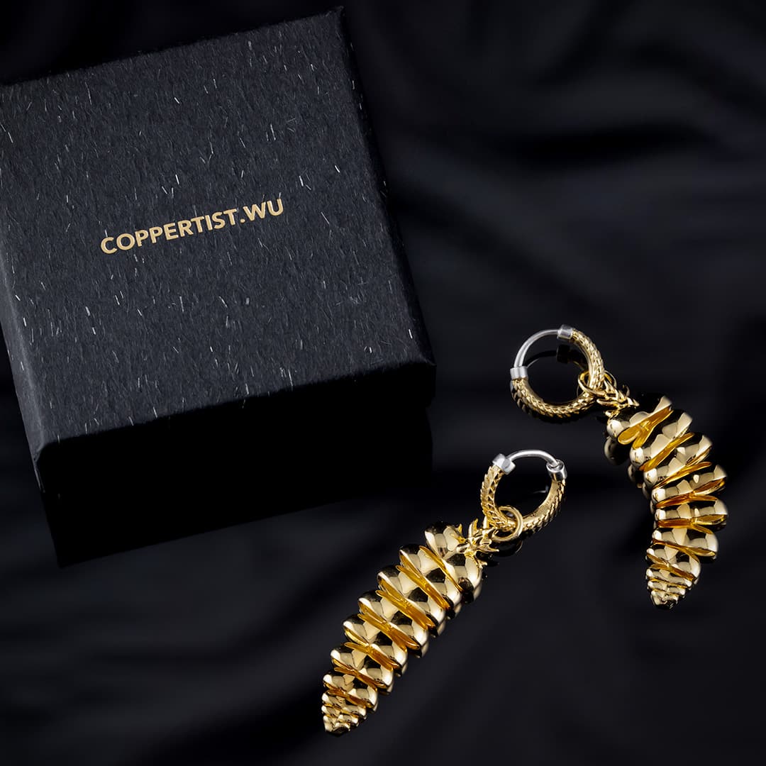 Gold Vermeil Rattlesnake Tail Earrings  Package