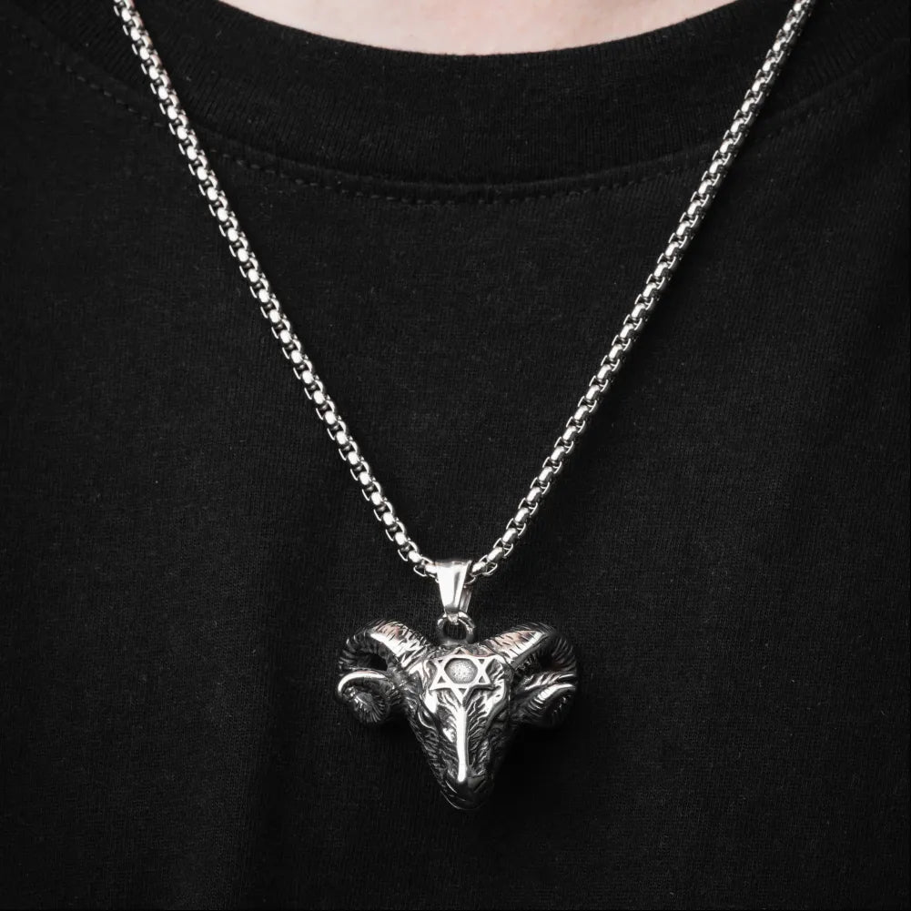 Gothic Goat Head Pendant Details 07
