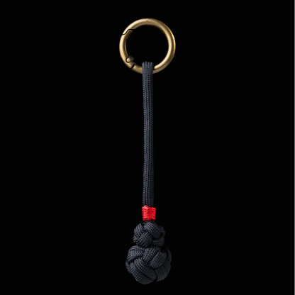 Gourd Version Brass Paracord Braided Keychain Jet Black