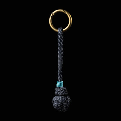 Gourd Version Brass Paracord Braided Keychain Midnight Black