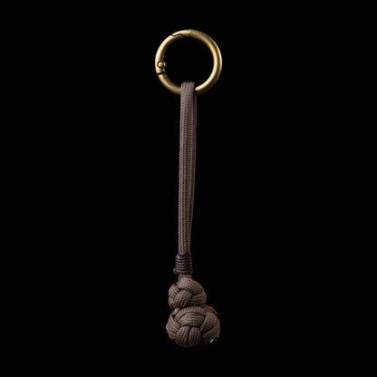 Gourd Version Brass Paracord Braided Keychain Mocha Brown