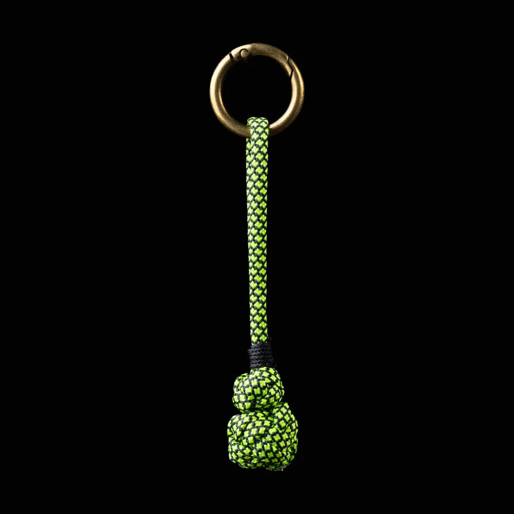 Gourd Version Brass Paracord Braided Keychain Neon Green