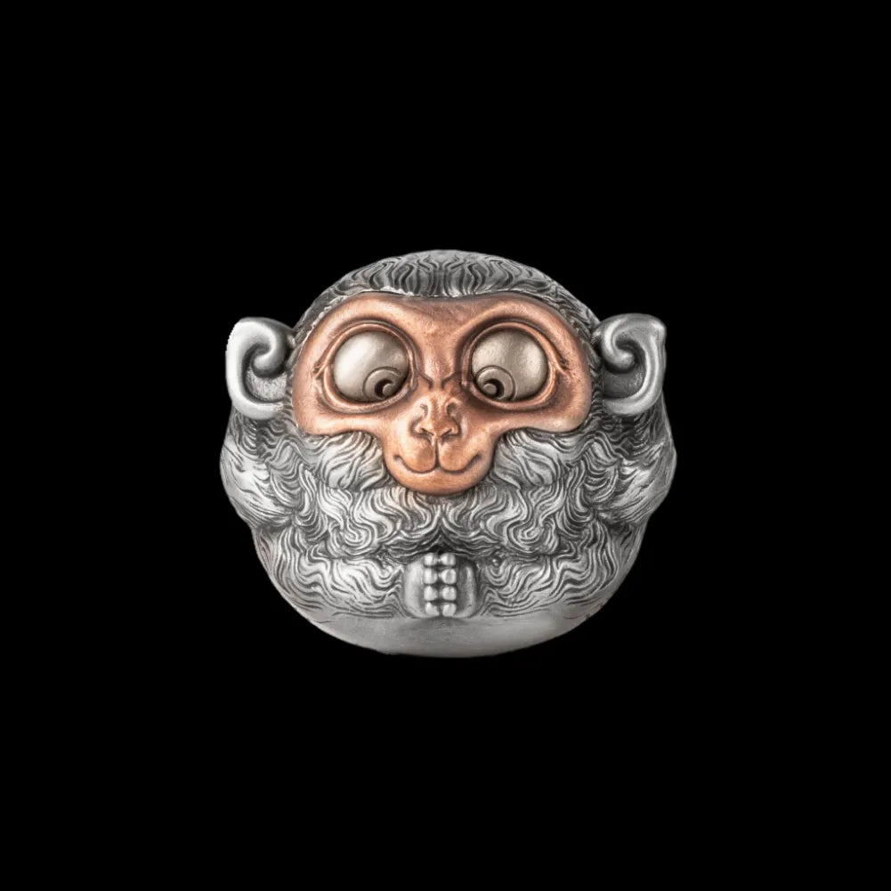 White Bronze & Copper Hearo Monkey Figurine