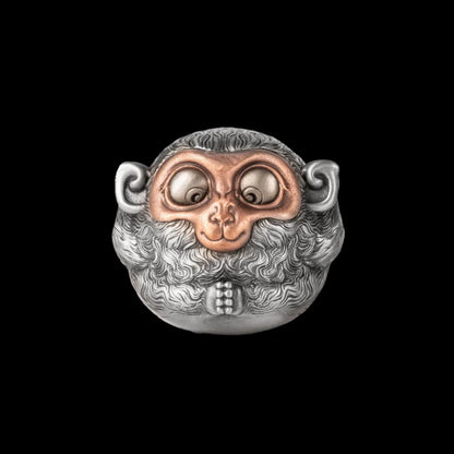 White Bronze & Copper Hearo Monkey Figurine