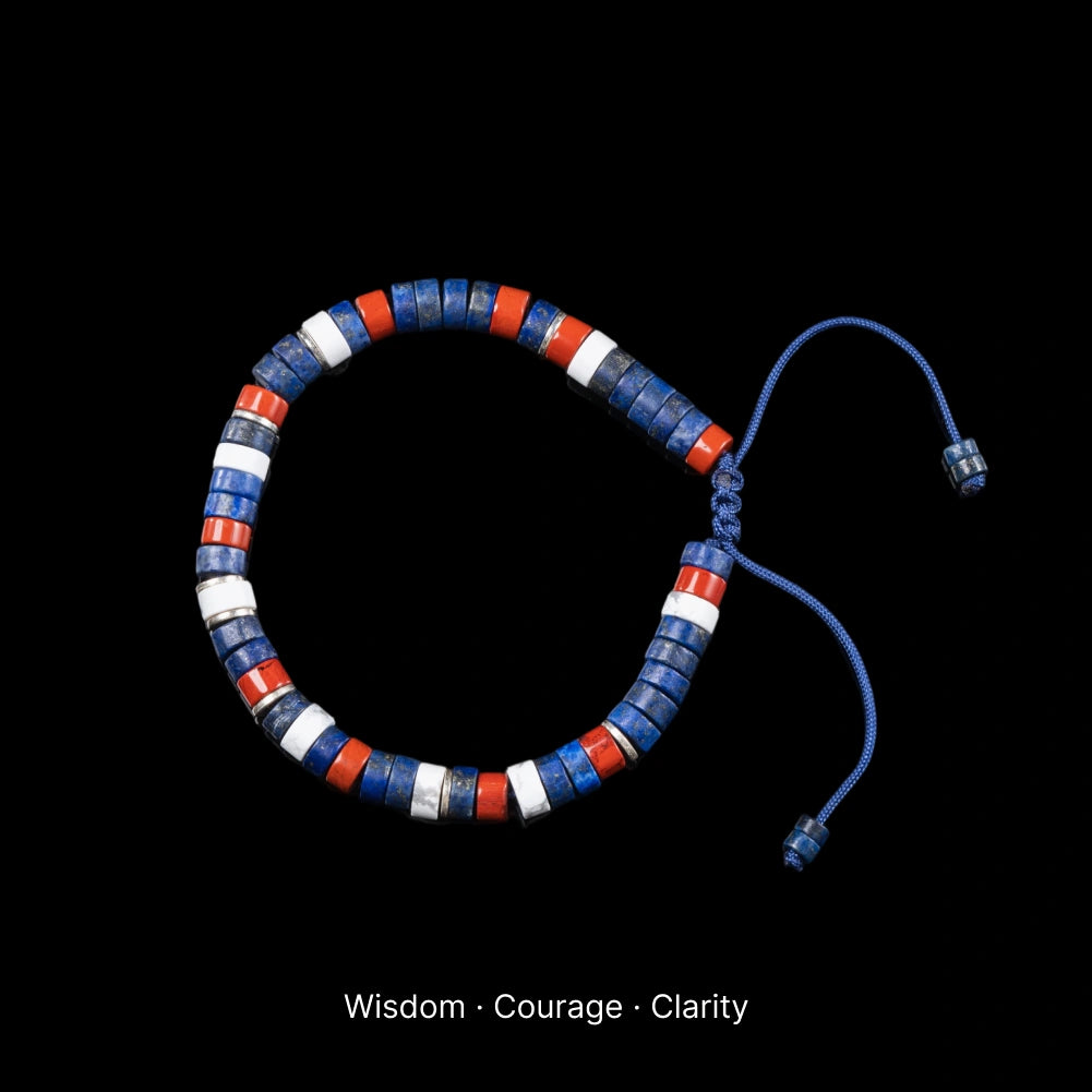 Horizon Bracelet lapis lazuli white turquoise and red jasper black background product view