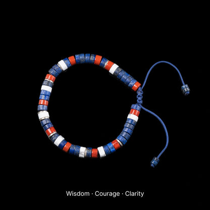 Horizon Bracelet lapis lazuli white turquoise and red jasper black background product view