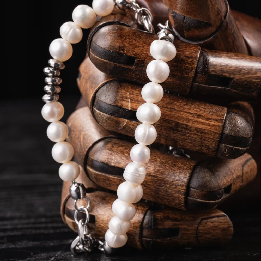 Lustrous Pearl Ti Steel Chain Necklace Details 06