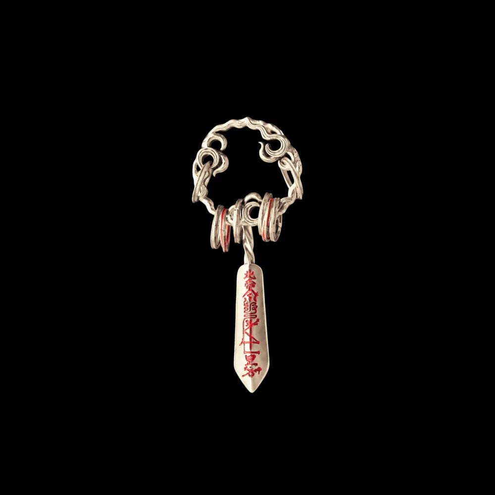 Masterblade Talisman Pendant 14K gold and cinnabar black background product view