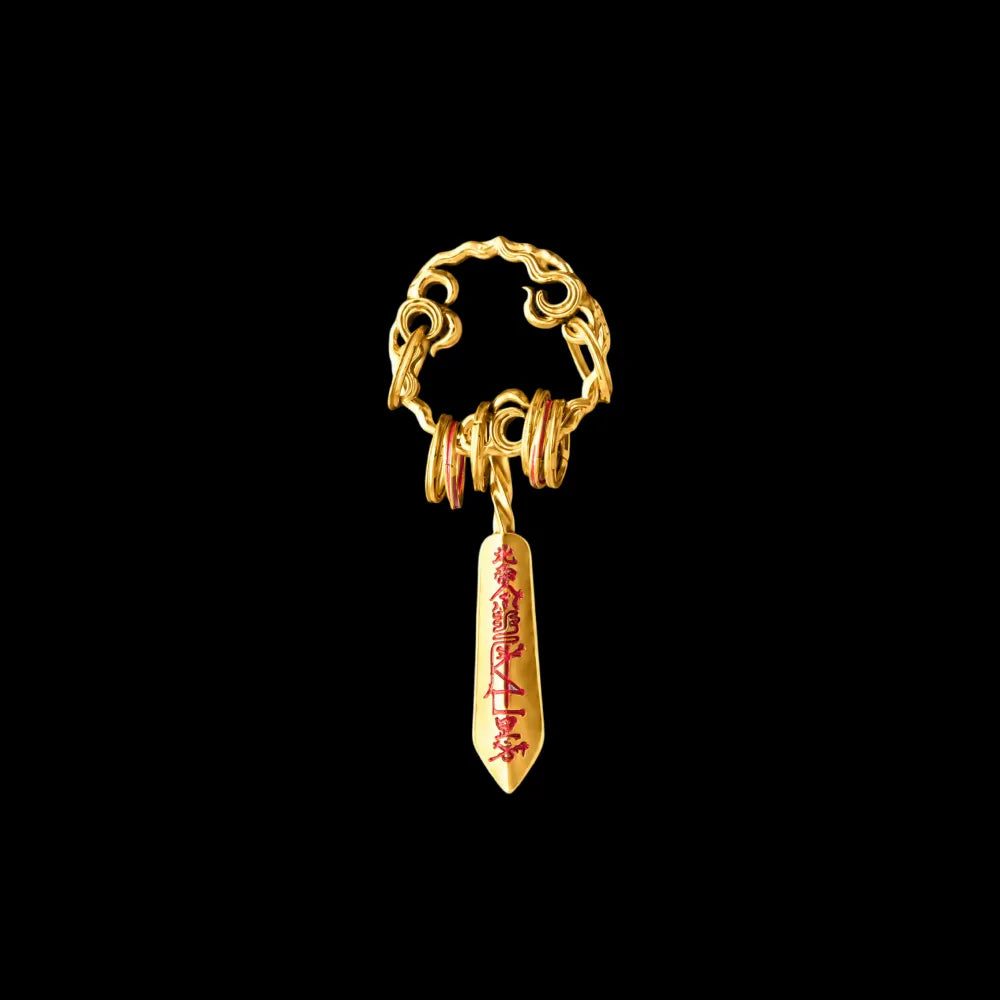 Masterblade Talisman Pendant 24K gold and cinnabar black background product view