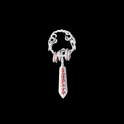 Masterblade Talisman Pendant platinum and cinnabar black background product view