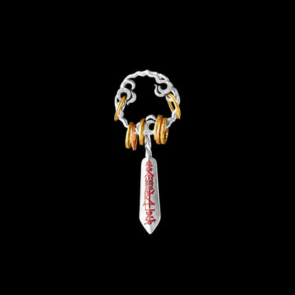 Masterblade Talisman Pendant silver 18K gold and cinnabar black background product view