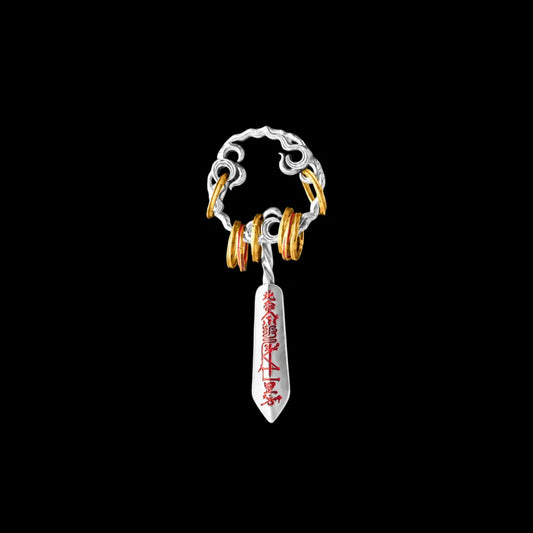 Masterblade Talisman Pendant silver 18K gold and cinnabar black background product view