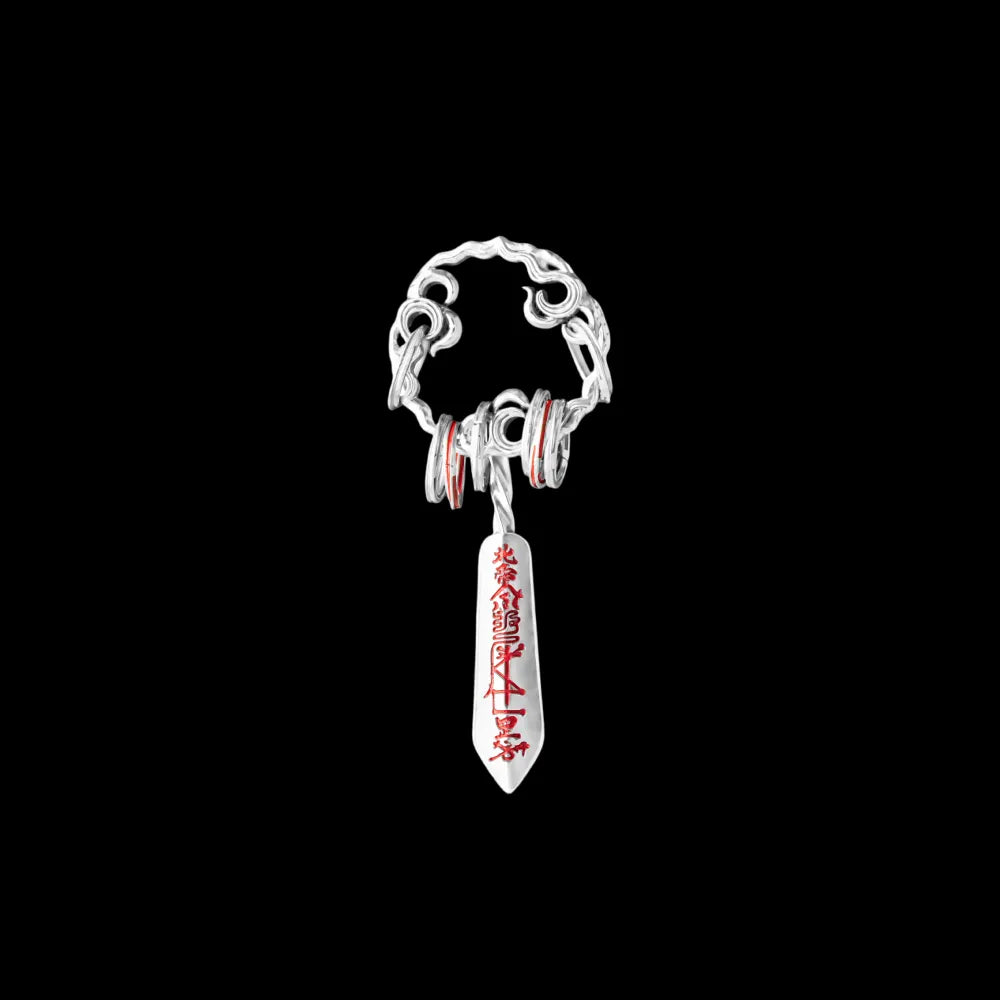 Masterblade Talisman Pendant silver and cinnabar black background product view