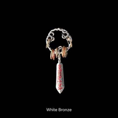 Masterblade Talisman Pendant white bronze brass and cinnabar black background product view
