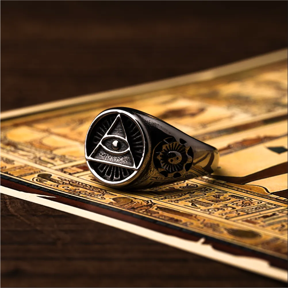 Matte Black Horus Signet Ring Details 02