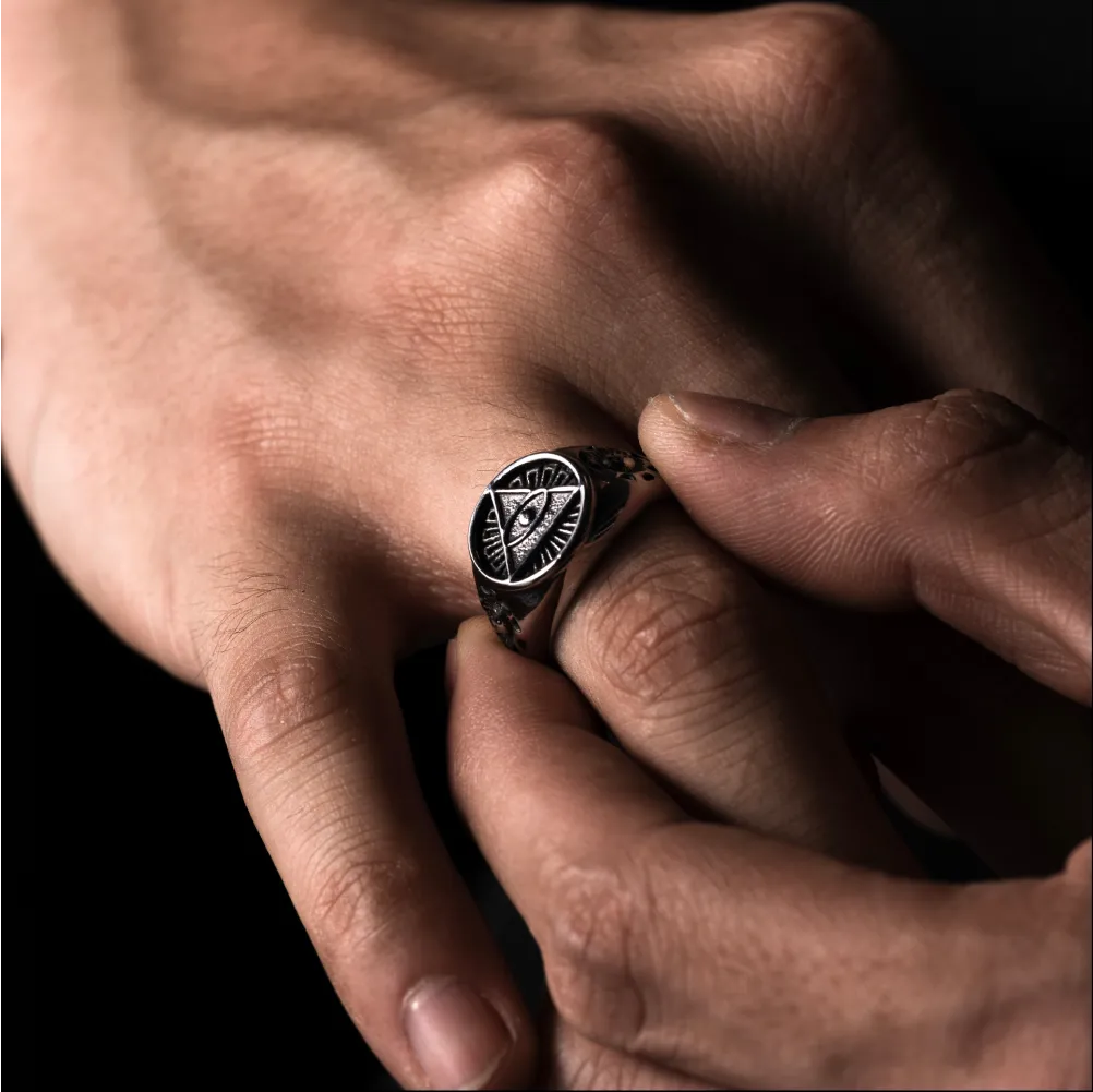 Matte Black Horus Signet Ring Details 03