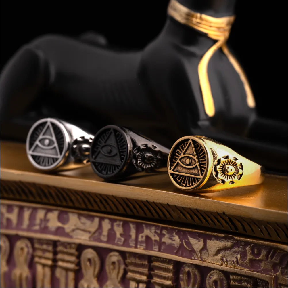 Matte Black Horus Signet Ring Details 07