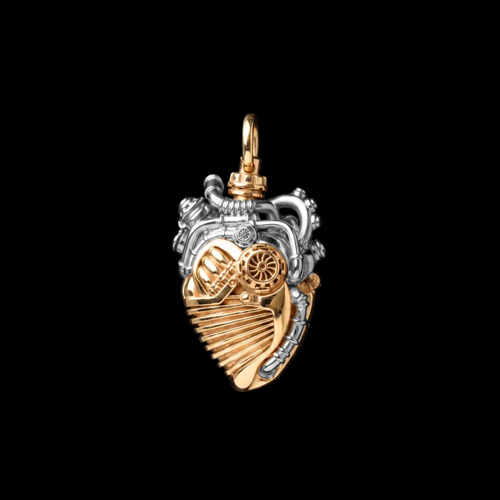 Mechanical Heart Capsule 18K GP & Silver