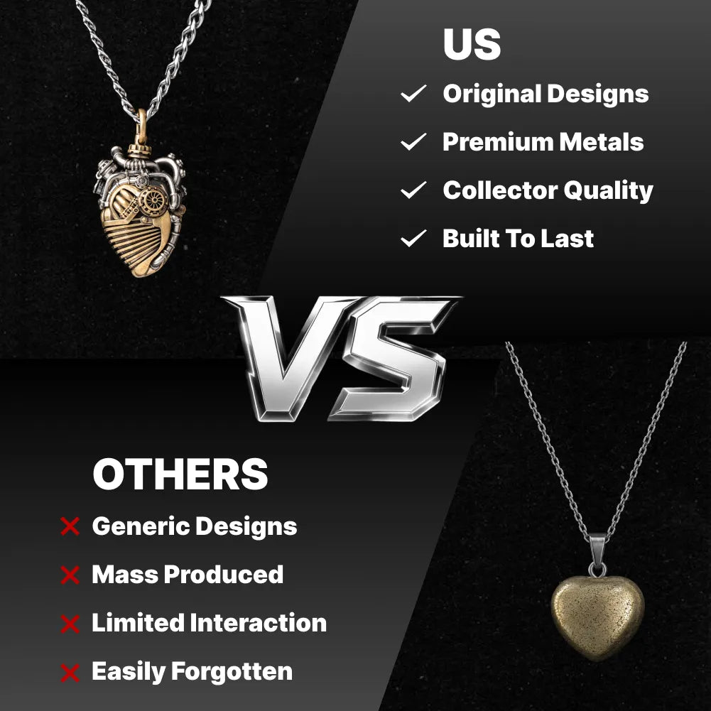 Mechanical Heart Capsule brass white bronze Details 03